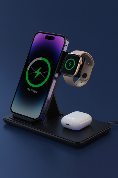 Station de Charge Sans Fil 3-en-1 30W – iPhone, Apple Watch & AirPods