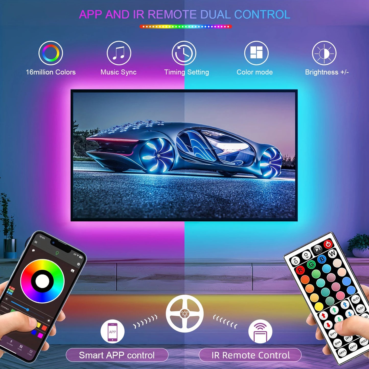 Ruban LED RGB avec APP – Éclairage Décoratif pour Intérieur