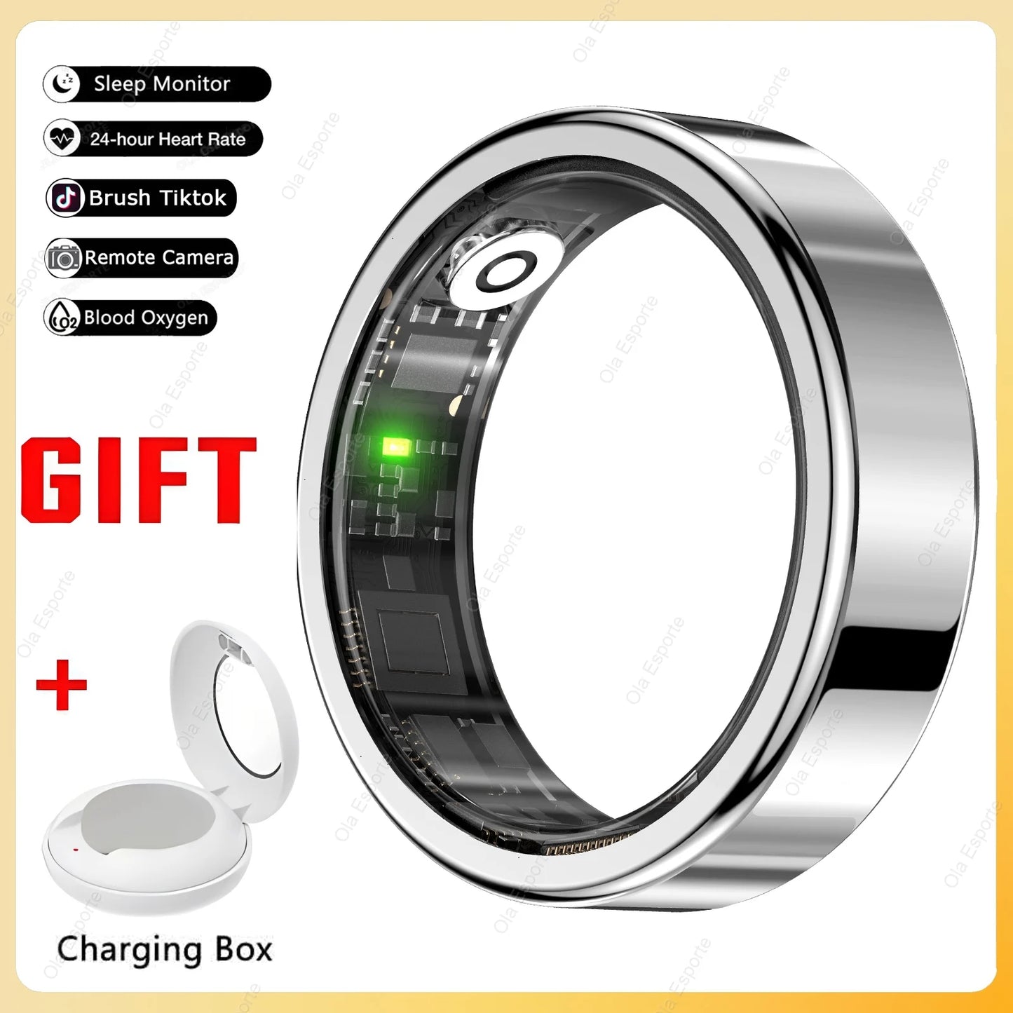 Bague Connectée – Suivi Santé, Oxygène, Sommeil & Étanche