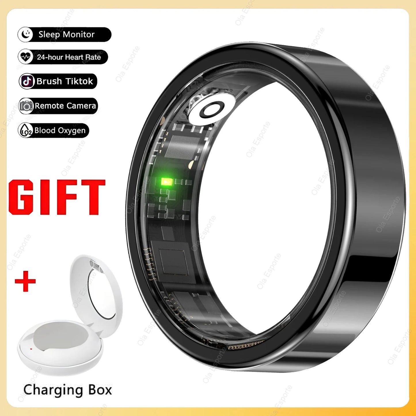 Bague Connectée – Suivi Santé, Oxygène, Sommeil & Étanche