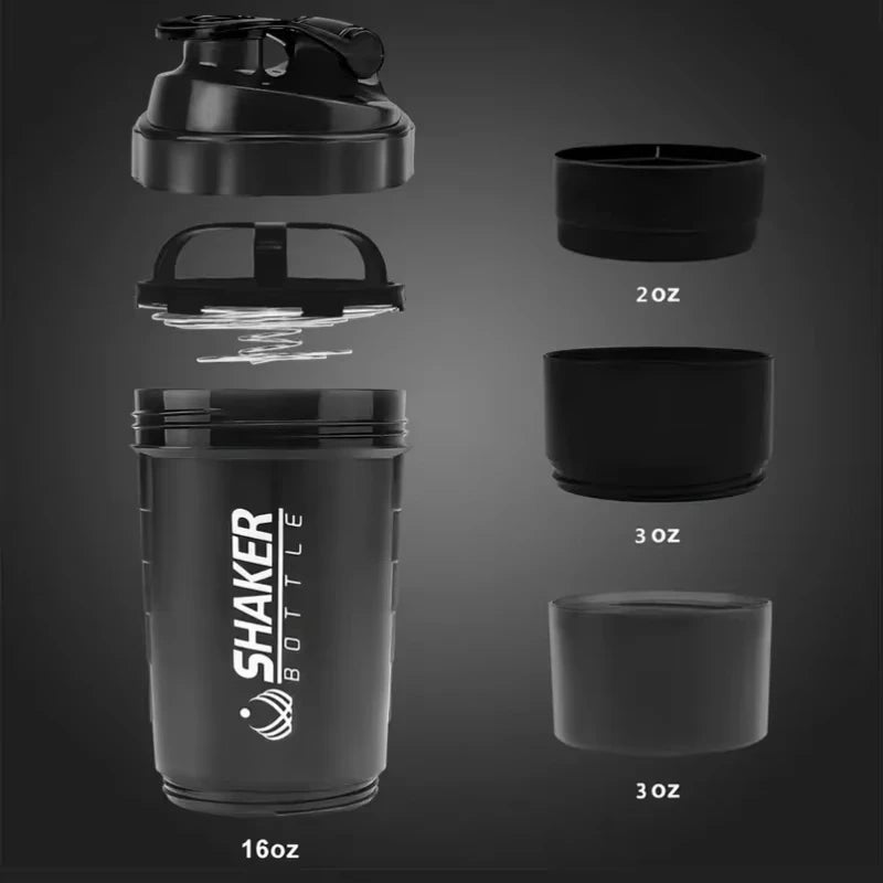 Shaker Sport 2 Compartiments – Bouteille à Protéines & Eau